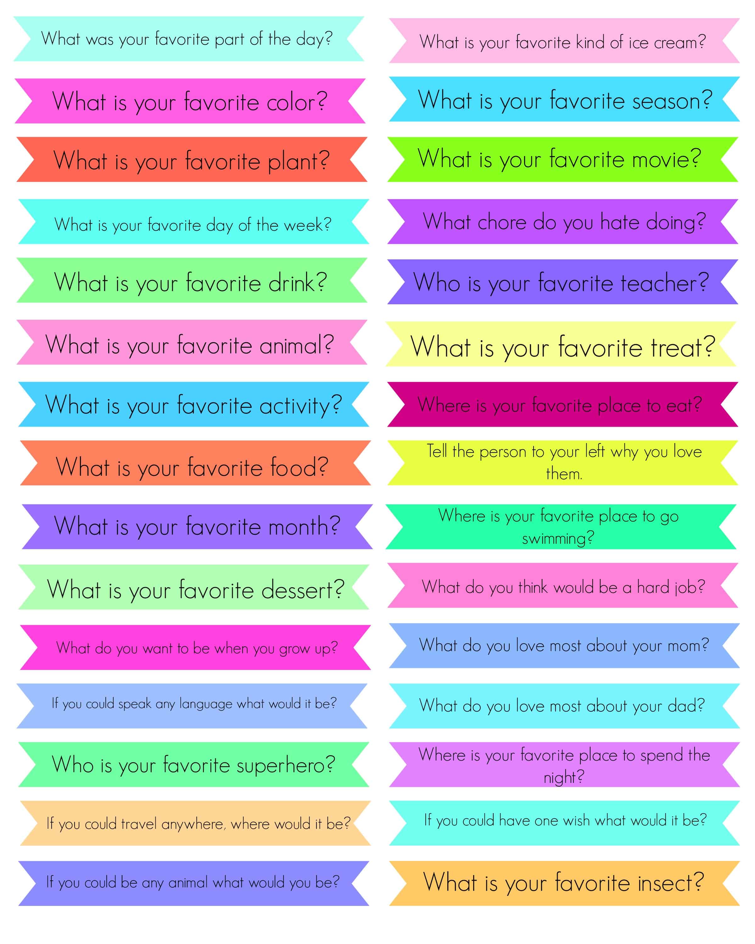 Conversation Starters Printable