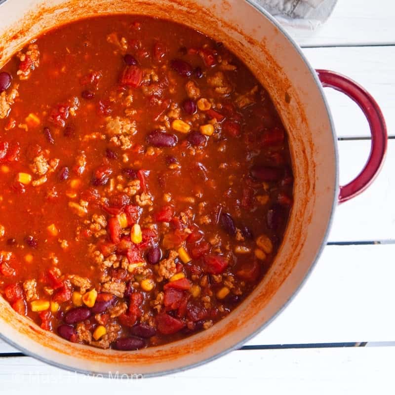 cook turkey chili for 30 minutes