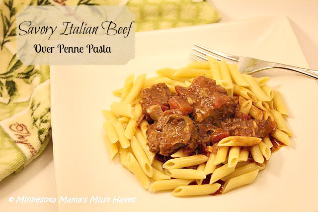 Savory Italian Beef over Penne Pasta Crock-Pot Recipe! Crock-Pot Recipes Are a Huge Timesaver!