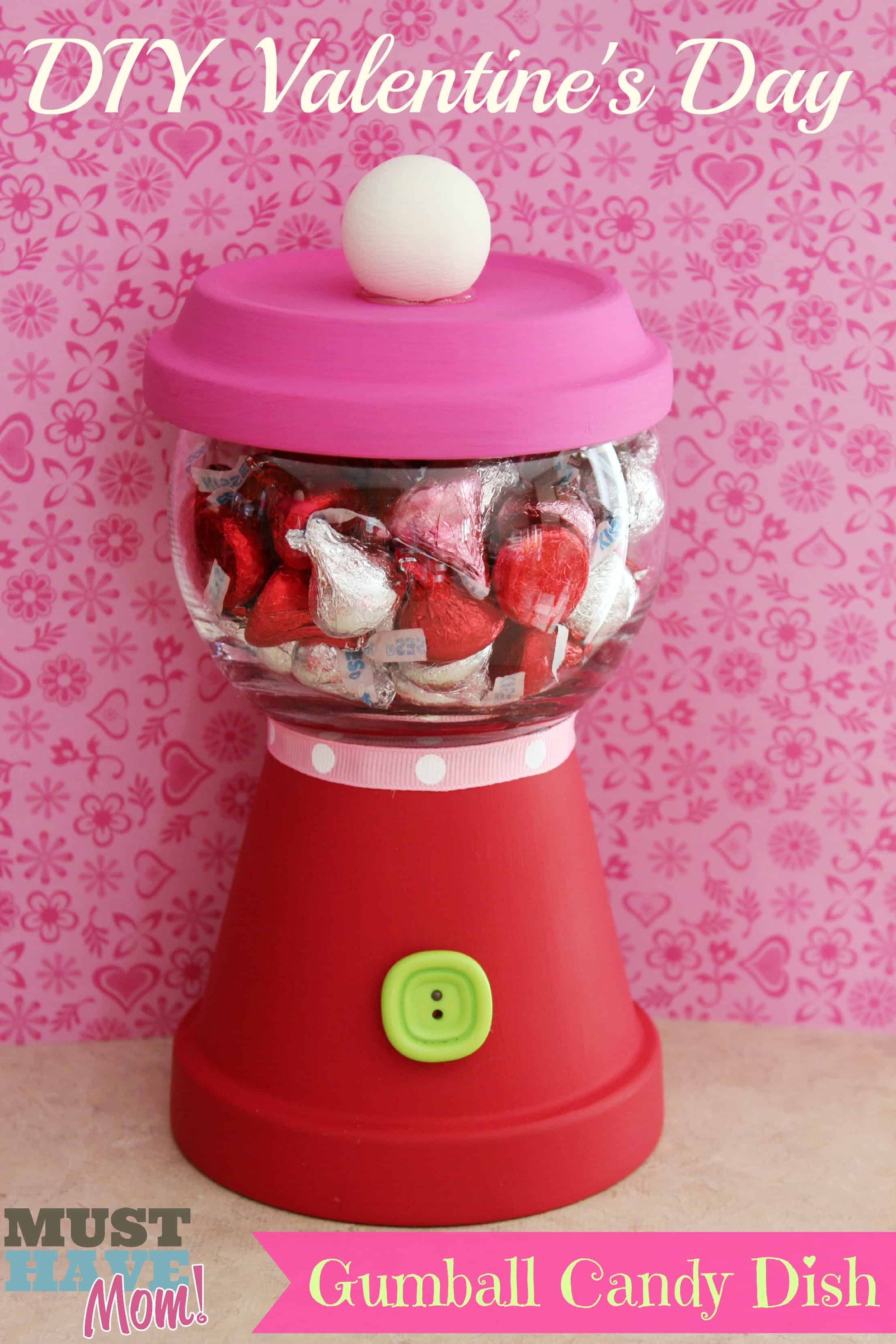 DIY Valentine's Day Gumball Candy Dish! Teacher Gift for under $5!