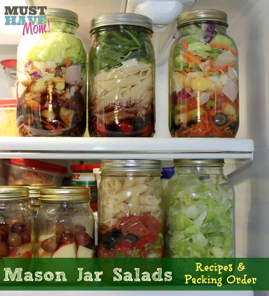 Mason Jar Salads With Recipes and Packing Order! Last 7 days in fridge