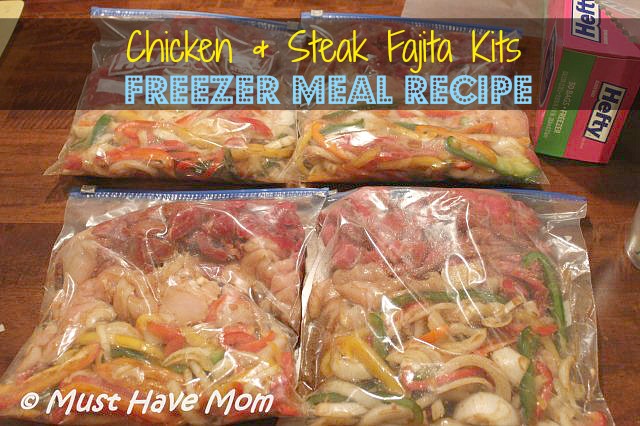 Fajita Freezer Meal Recipe ~ Chicken & Steak Fajita Kits