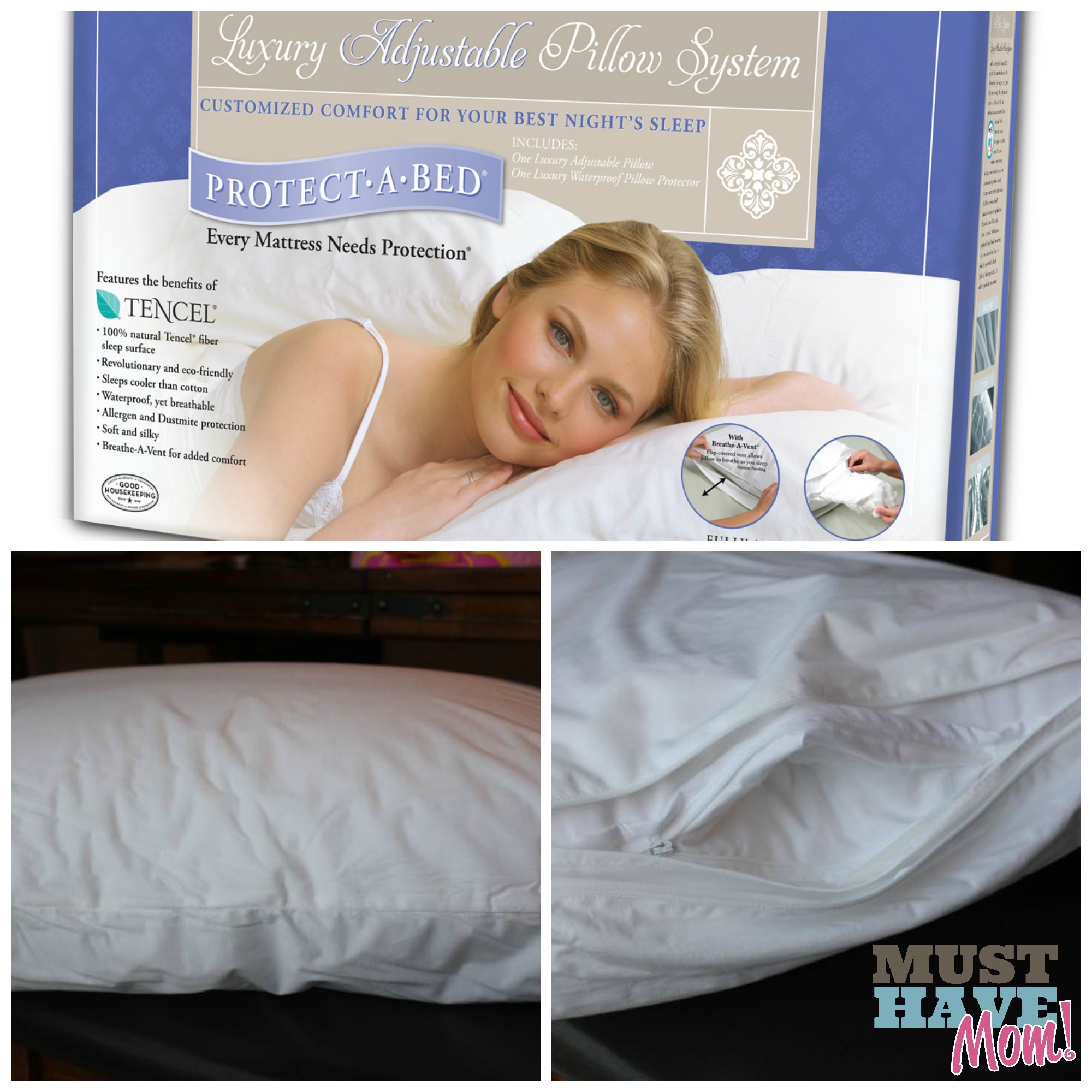 ProtectABed Luxury Adjustable Pillow {Review & Giveaway!} Must Have Mom