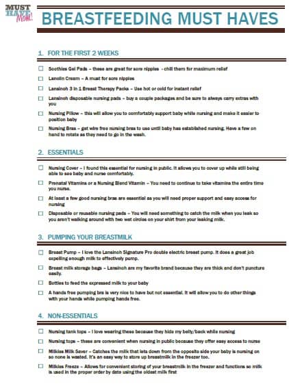 Breastfeeding essentials - Breastfeeding checklist