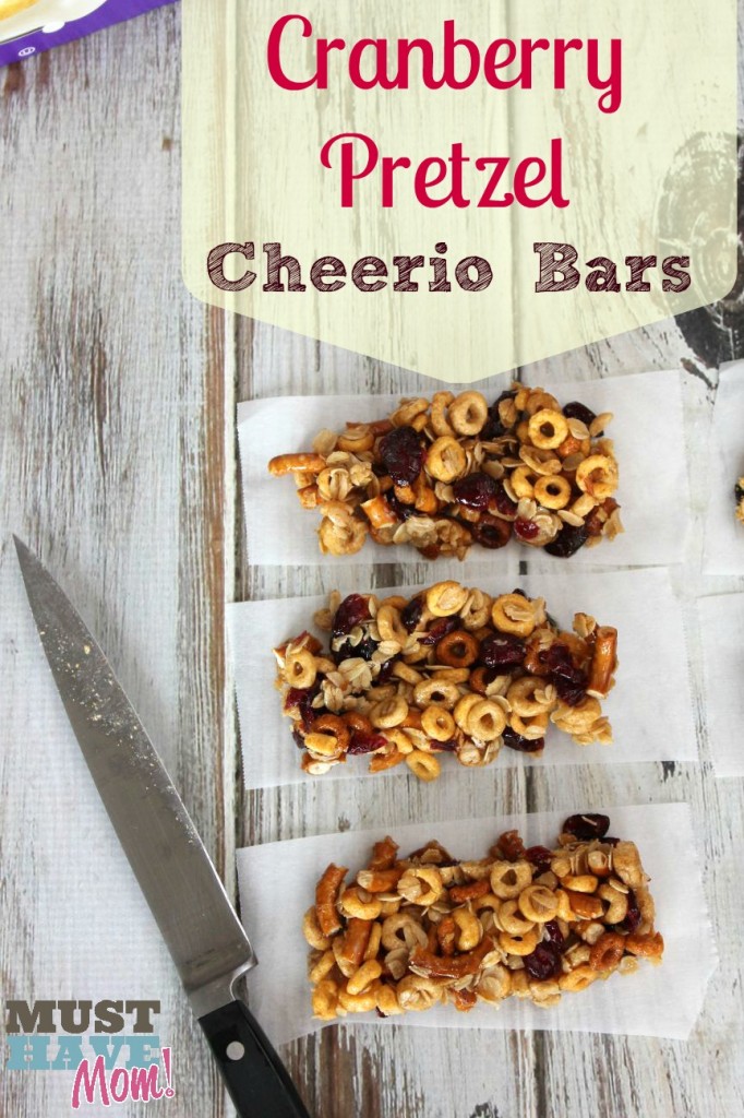 Cranberry Pretzel Cheerio Bars Recipe from Must Have Mom