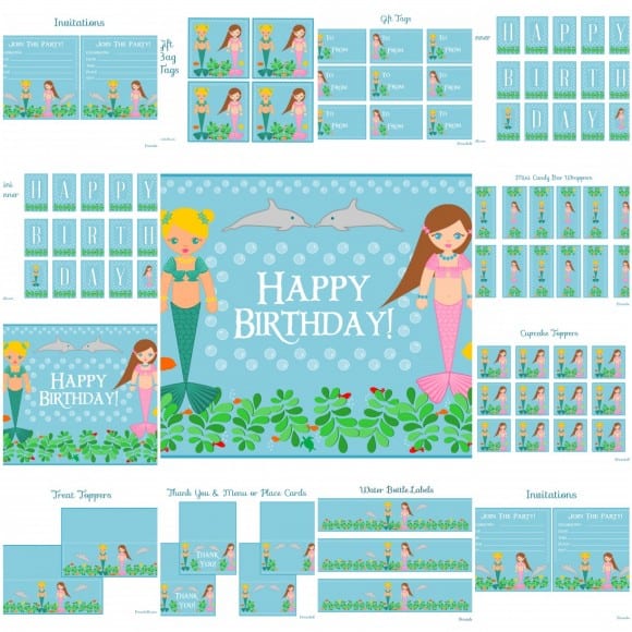 free mermaid party printables