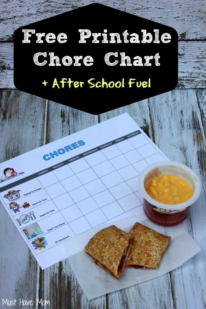 Free Printable Chore Chart + After School Fuel Ideas - Must Have Mom