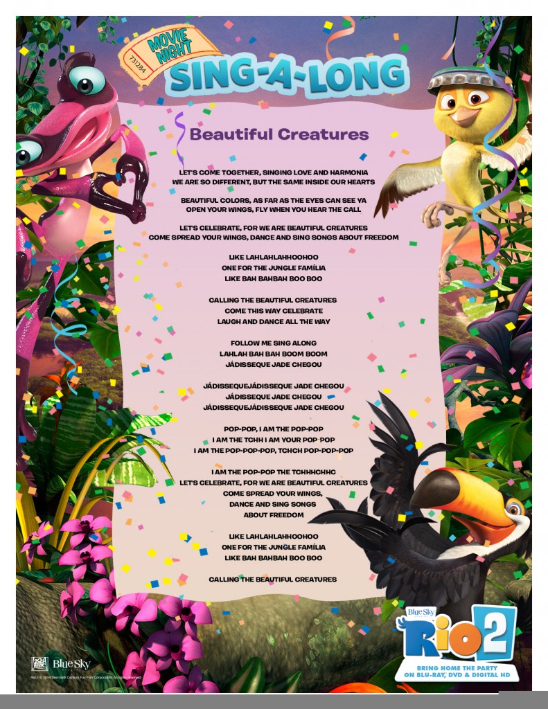 Rio 2 Sing Along Song Printable Must Have Mom