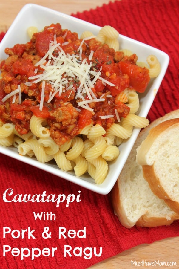 Cavatappi with Pork & Red Pepper Ragu Recipe - Musthavemom.com