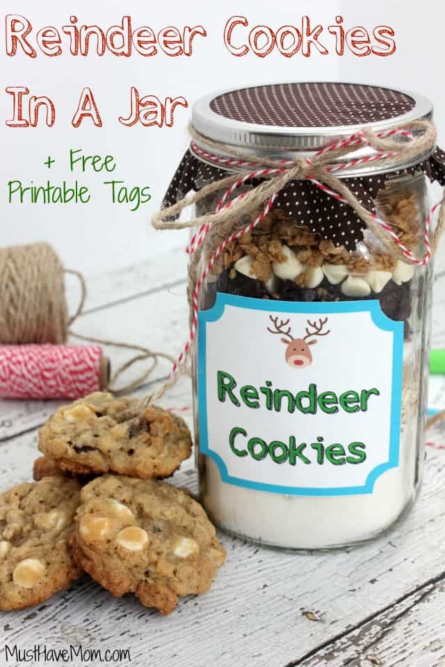 Reindeer Cookies In A Jar Plus Free Printable Tags!