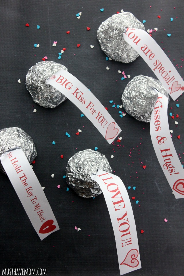 Giant Rice Krispie Kisses with free printable kisses tags