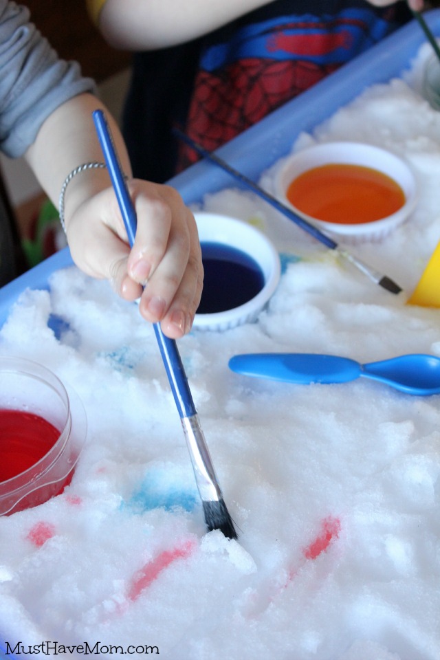 Indoor Snow Paint Sensory Table Rainbow Colors