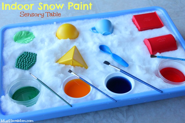 Indoor Snow Paint Sensory Table Teach colors & temperature