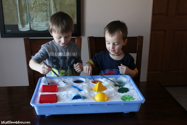 Painting with indoor snow paint