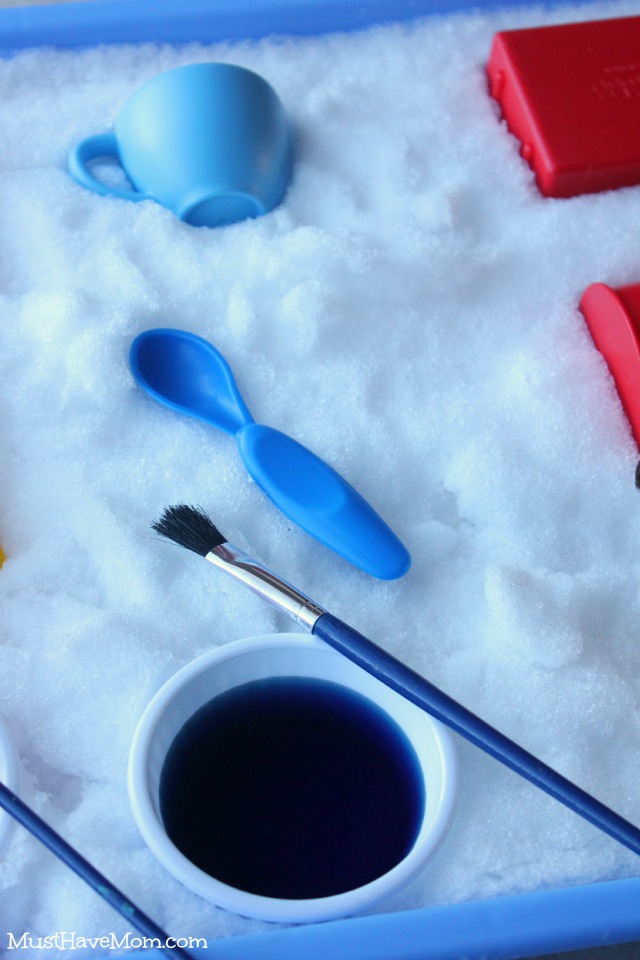 Snow Paint Sensory Table Teaching Colors