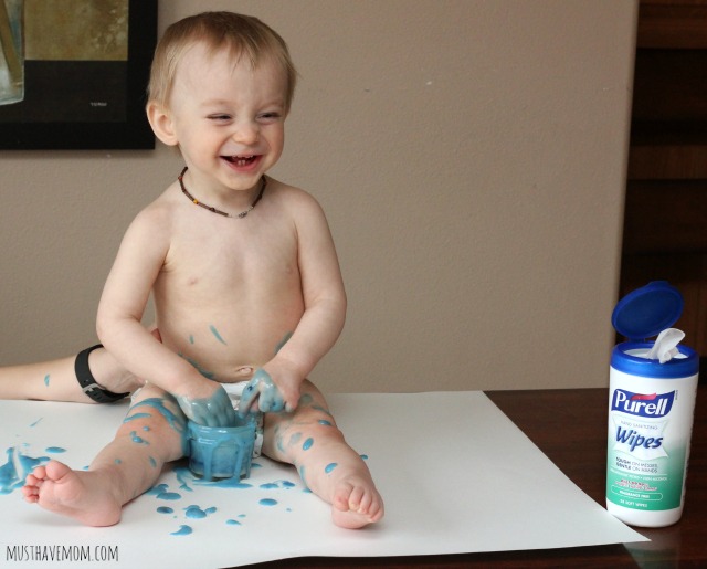 Baby Safe Edible Finger Paint Activity on Foil - Hands On As We Grow®