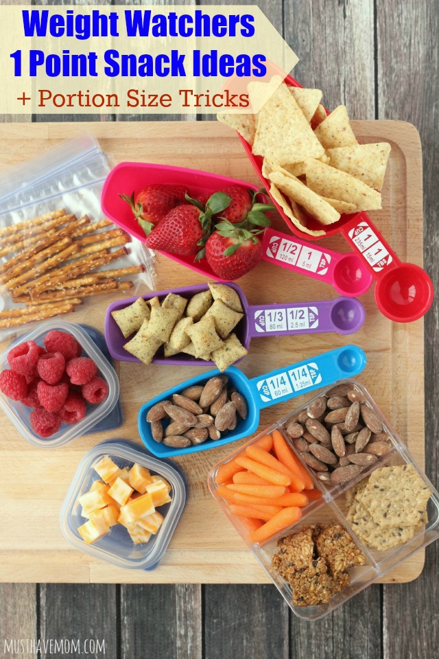 Weight Watchers 1 Point Snack Ideas and Portion Size Tricks. Use these healthy snack ideas to stay on track with your diet and health goals.