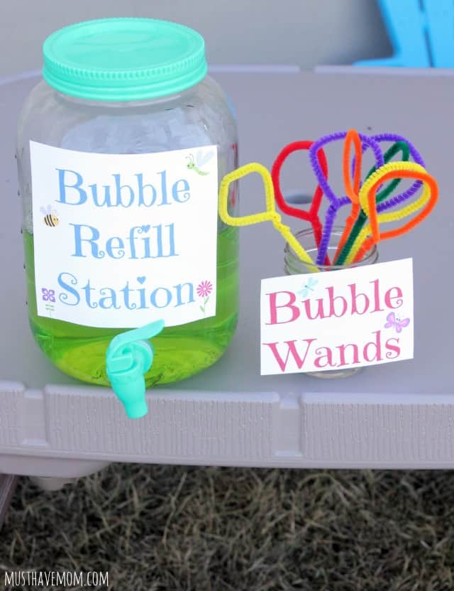 DIY Bubble Refill Station With Free Printable Signs & Homemade Bubble Recipe