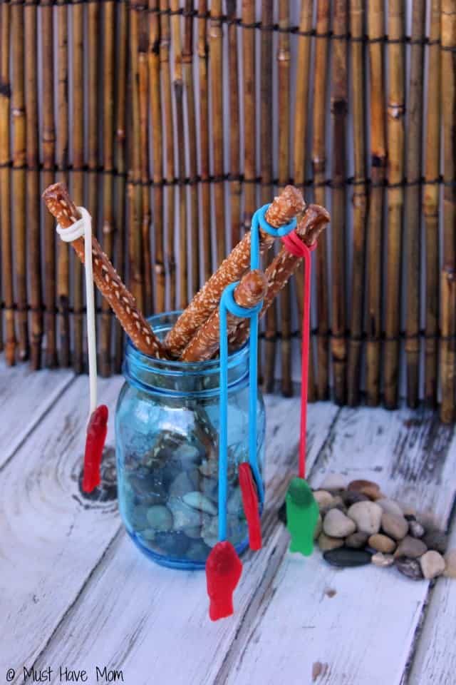 Fishing Pole Pretzel Snacks - Party Treat Idea - A Few Shortcuts