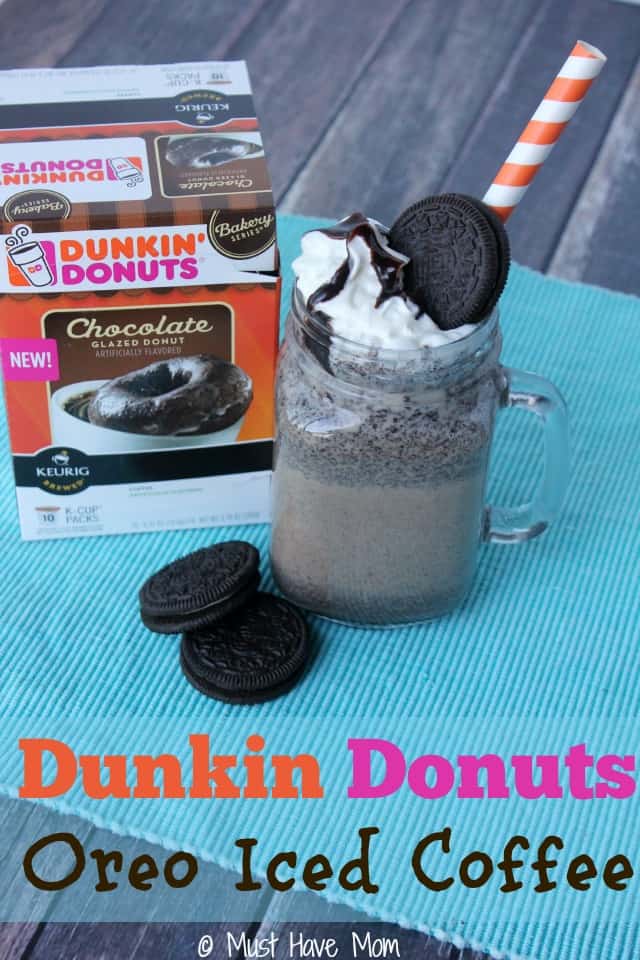 Dunkin Donuts Oreo Iced Coffee Recipe using Dunkin Donuts K Cups Chocolate Glazed Donut Variety! Great Summer Drink to cool off with! Best iced coffee I've ever had!