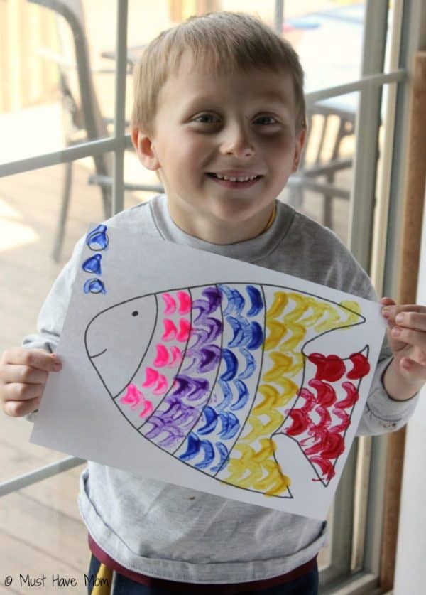 Rainbow Fish Celery Painting + Free Printable Rainbow Fish