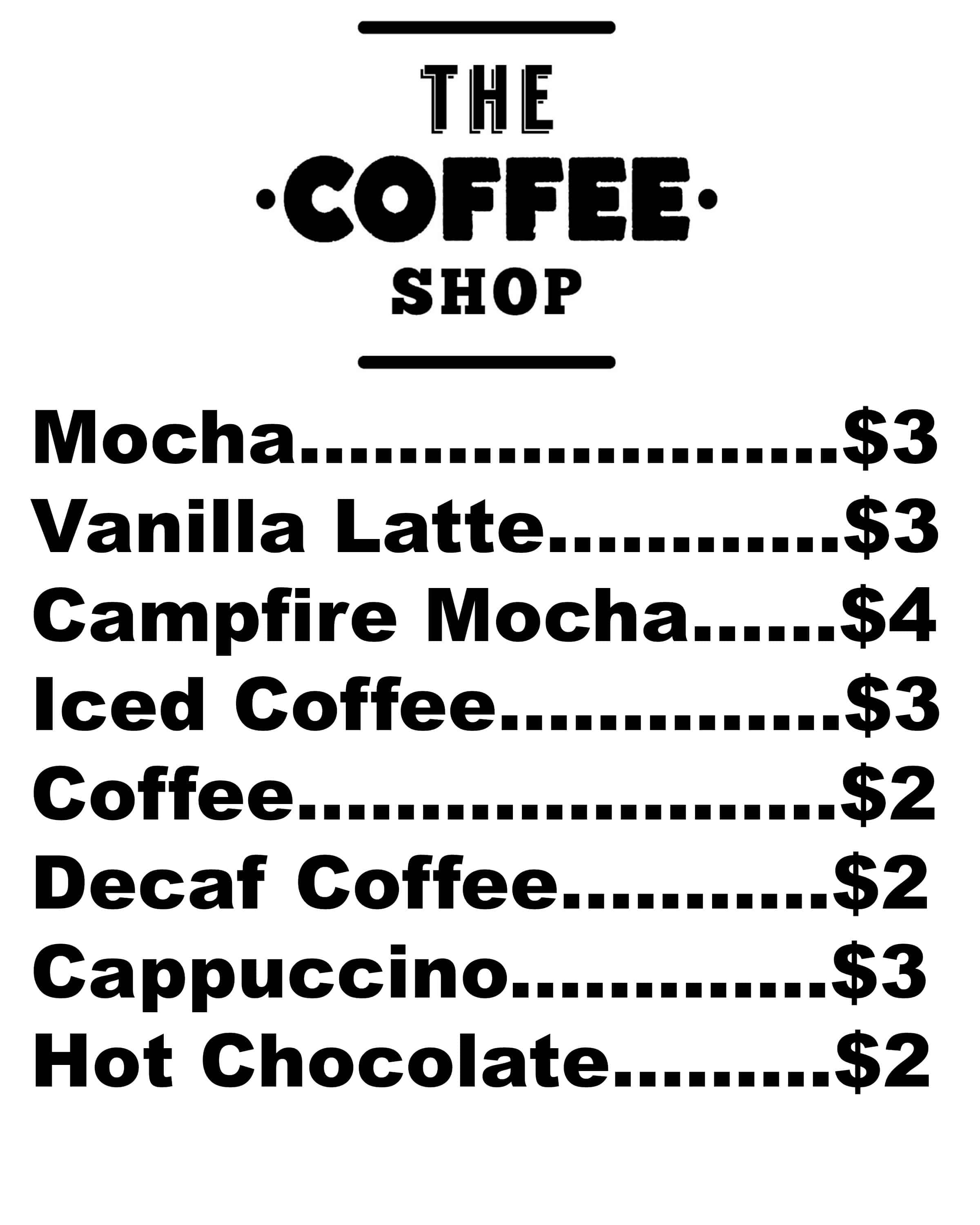 Free Coffee Shop Printables