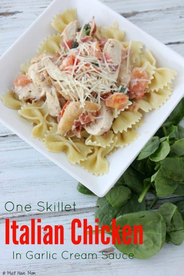 One Skillet Italian Chicken & Garlic Cream Sauce Recipe