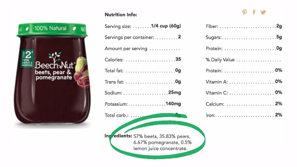 Beech-Nut Transparency in labeling