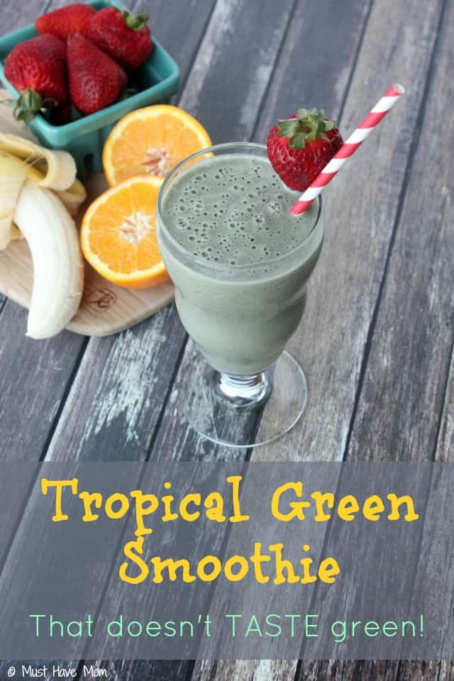 Energize Greens Tropical Smoothie that doesn't TASTE green! This is the best smoothie I've ever had AND it packs all the greens you need so it's super healthy too! But it doesn't taste that way!