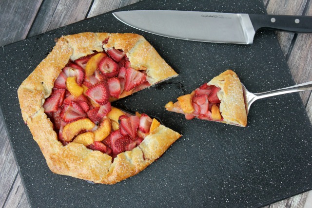 Strawberry Peach Galette Recipe. Easier than pie and tastier too! Uses no lard in the crust either. Great Summer dessert idea for all of that fresh fruit! You can use any kind of fruit!