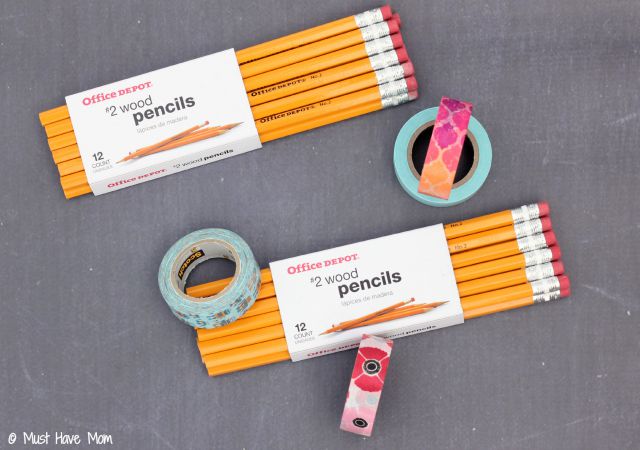 DIY Washi Tape Pencils Tutorial.  Custom pencils on a dime! Personalized school supplies too!
