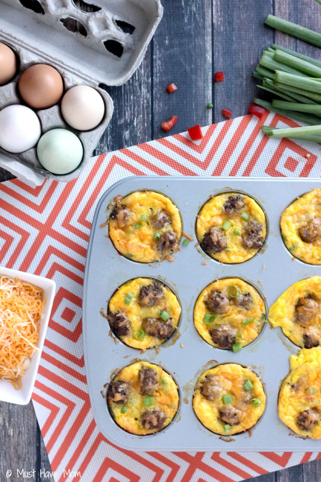 Easy Mini Sausage Egg & Veggie Omelettes Recipe. Quick on the go breakfast that is easy and doubles as a freezer breakfast recipe. Homemade convenience food! These taste amazing!