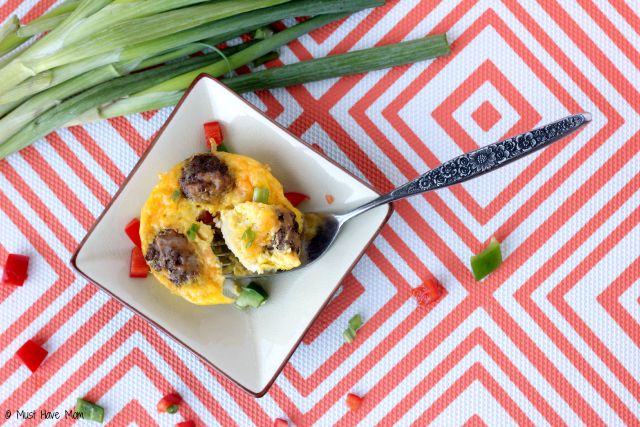 Easy Mini Sausage Egg & Veggie Omelettes Recipe. Quick on the go breakfast that is easy and doubles as a freezer breakfast recipe. Homemade convenience food! These taste amazing! 