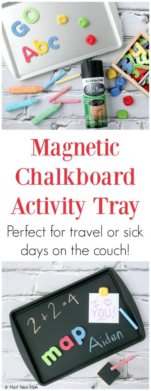 DIY Magnetic Chalkboard Activity Tray!