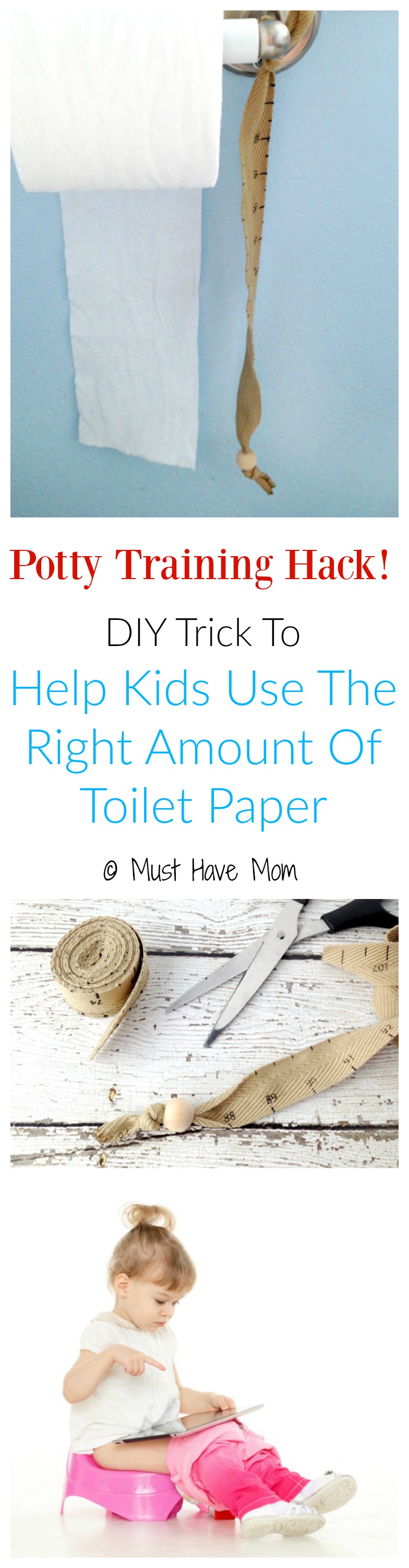 Potty Training Hack! DIY Trick to help kids use the right amount of toilet paper! No more flooding the toilet or wasting all your toilet paper!