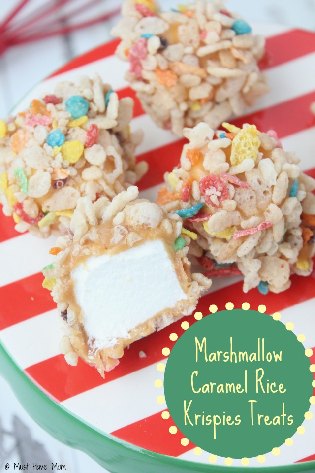 Marshmallow Caramel Rice Krispies Treats Recipe! Just like my mom always made! SO yummy. I always get asked for this recipe!