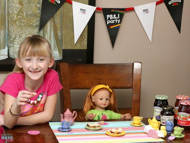 PB&J Doll Tea Party Ideas with free tea party tea bag printables and doll paper plate printables! Fun ideas for a girls tea party!