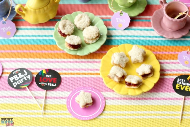 PB&J Doll Tea Party Ideas with free tea party tea bag printables and doll paper plate printables! Fun ideas for a girls tea party!