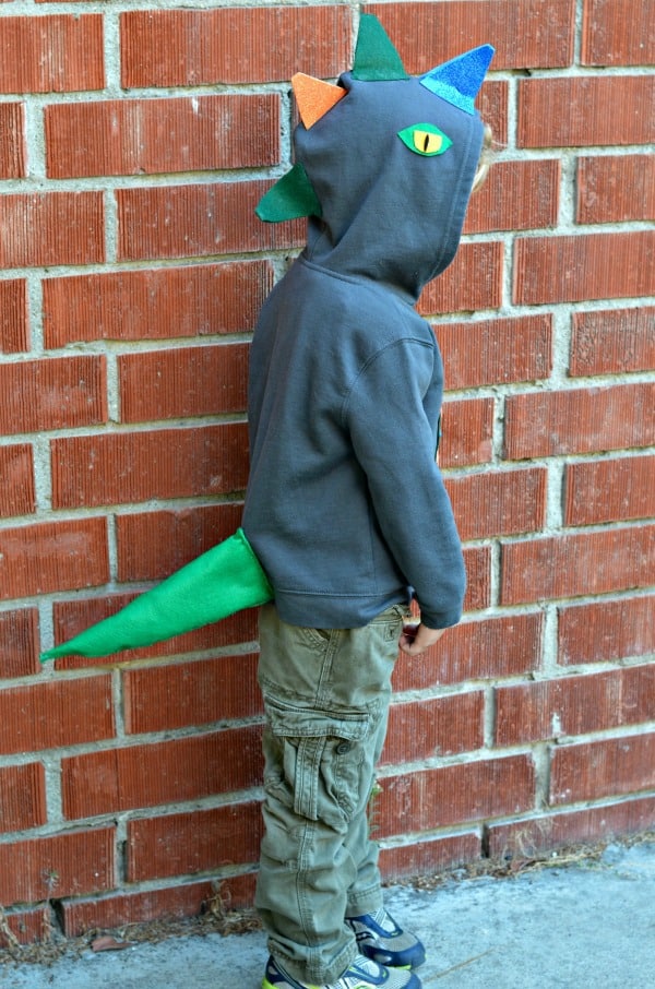 DIY Dinosaur Hoodie costume 