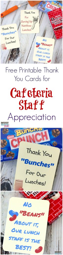 Free School Lunch Hero Day Printable Thank You Cards For Cafeteria ...