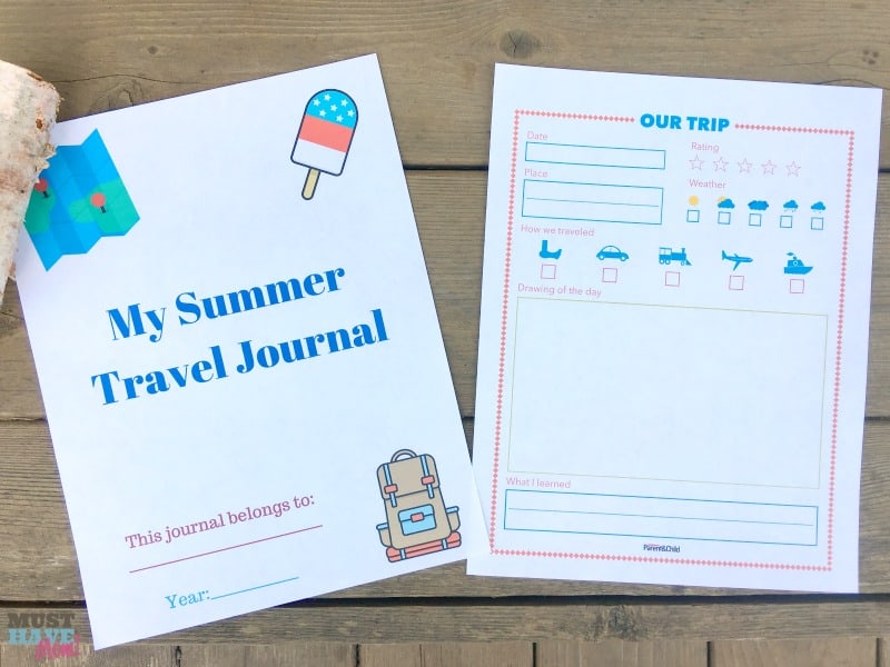 Free printable summer travel journal for kids to record their adventures! Great idea for travel with kids. Kids can make a travel log of their various trips and adventures. Awesome kids activity idea. 