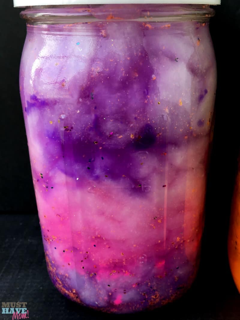 Disney Star Darlings Galaxy Jar Craft Idea with step by step instructions! Fun galaxy jar that can be used as a calming jar or decoration. Inspired by Star Darlings book series. Great kids DIY project. Rainy day craft!