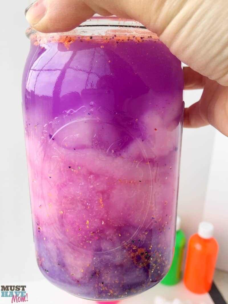 Disney Star Darlings Galaxy Jar Craft Idea with step by step instructions! Fun galaxy jar that can be used as a calming jar or decoration. Inspired by Star Darlings book series. Great kids DIY project. Rainy day craft!