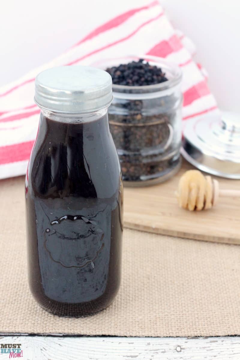 Homemade elderberry syrup recipe. Make your own elderberry syrup for cold and flu prevention and treatment. Great natural remedy!