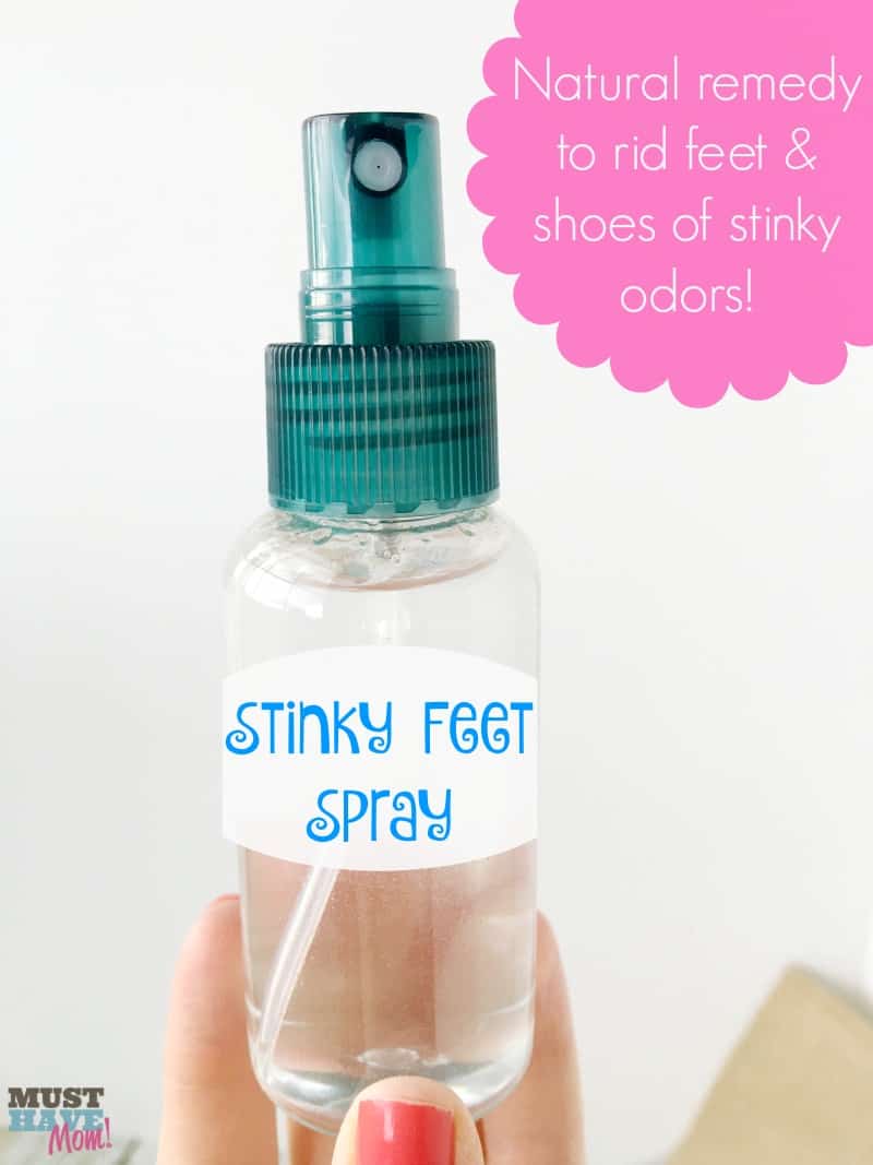 DIY Natural Stinky Feet Spray to get rid of smelly feet and stinky shoes. Natural remedy that can be used everyday on feet and shoes.