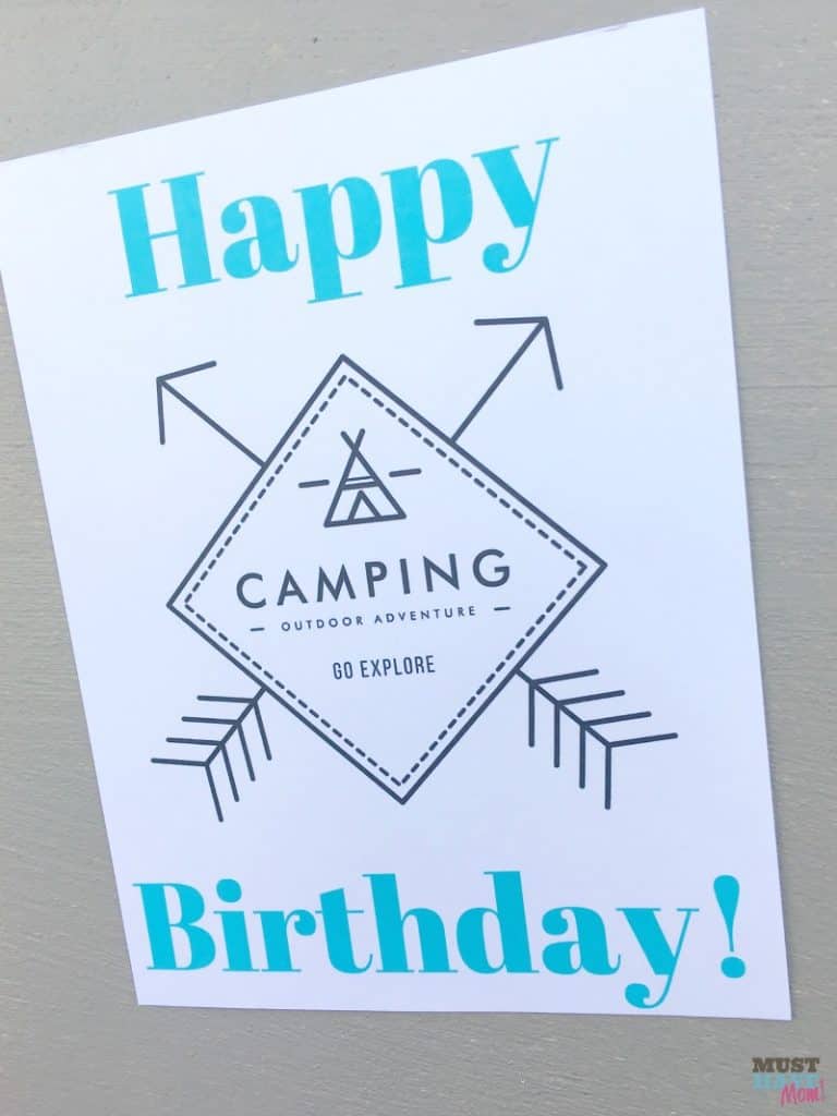 Camping birthday sign printable