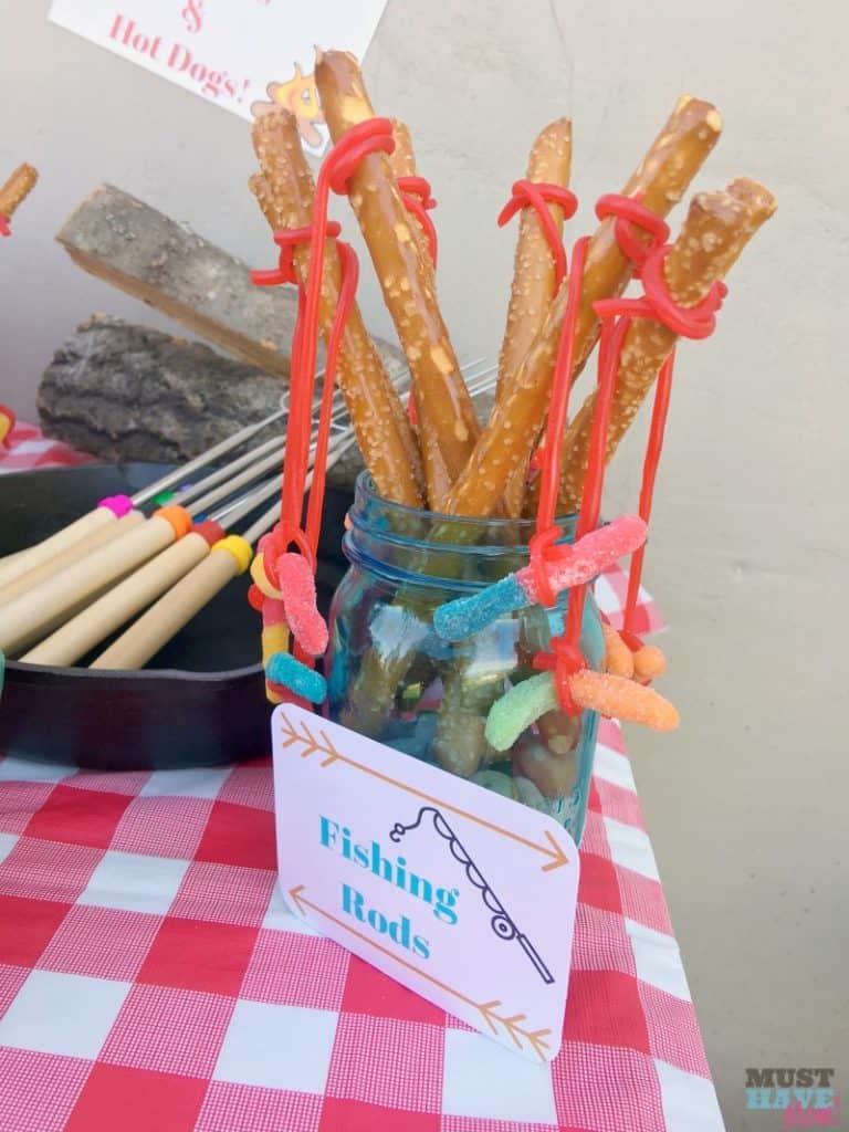 Camping party food ideas fishing rods