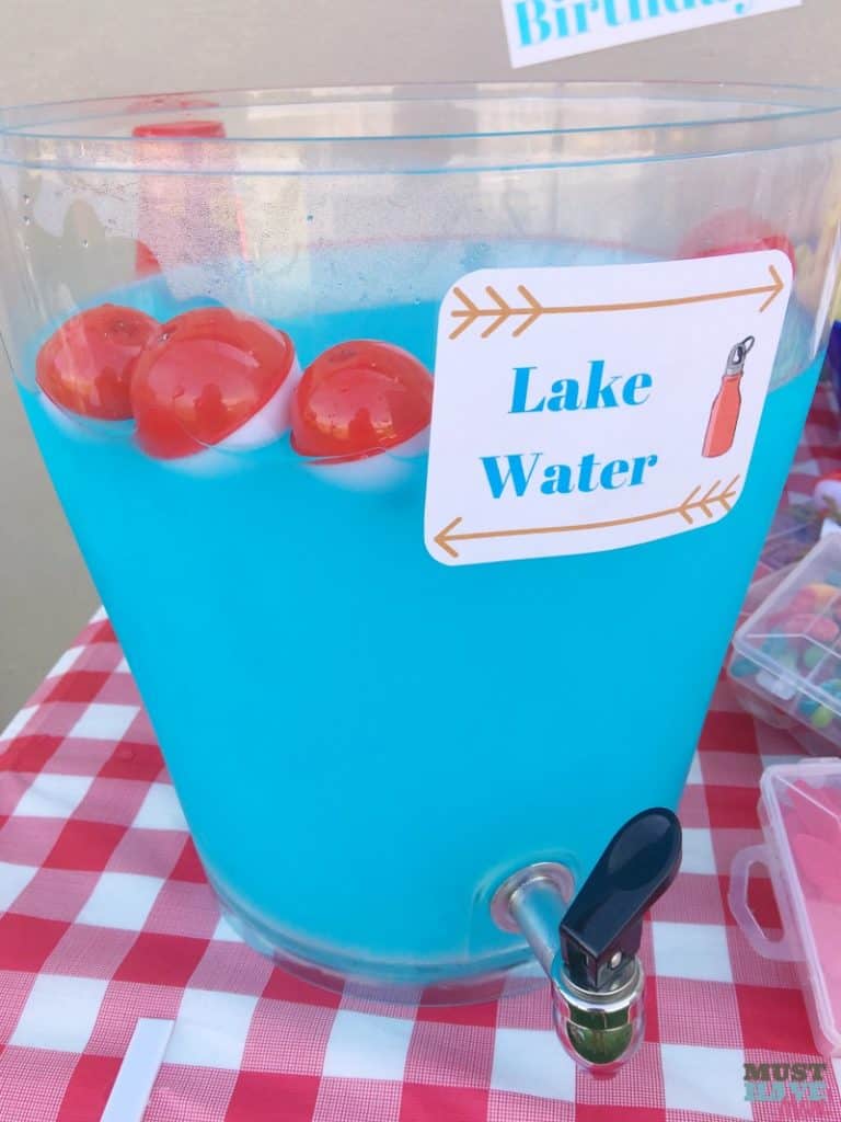 Camping themed party food ideas lake water