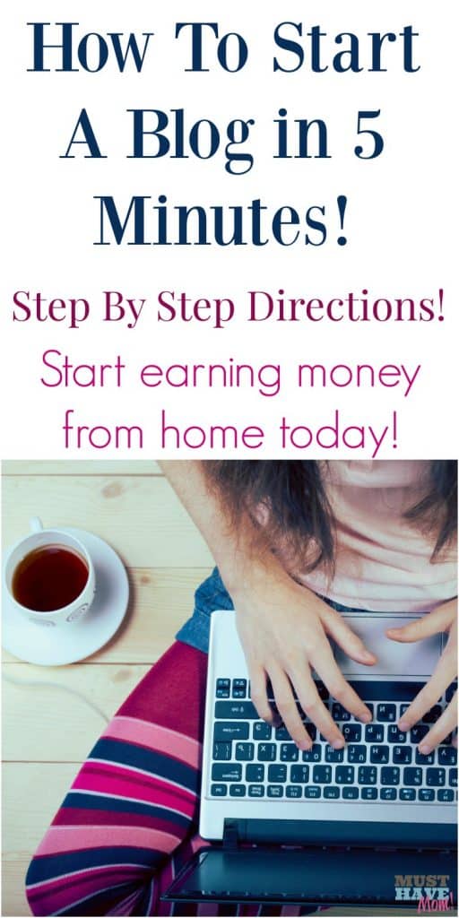 How to start a blog in 5 minutes with step by step directions. Stay at home moms CAN start making money from home. This post shows you how one mom earns a living from home off her blog.