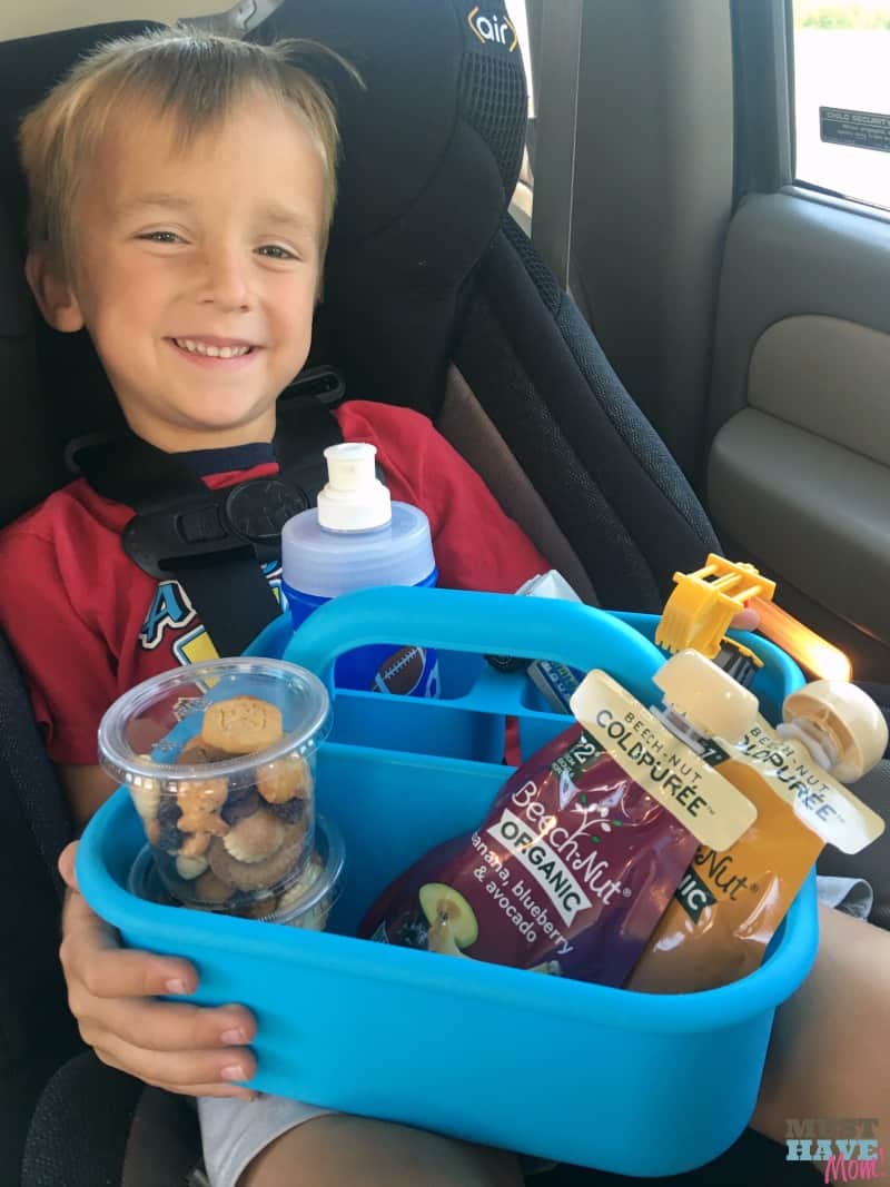 Mom Hack! Kid snack box for road trips. #snacksforkids 